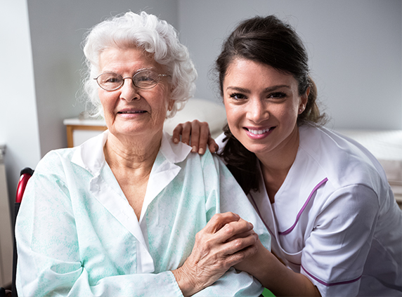 Checking an old lady patient